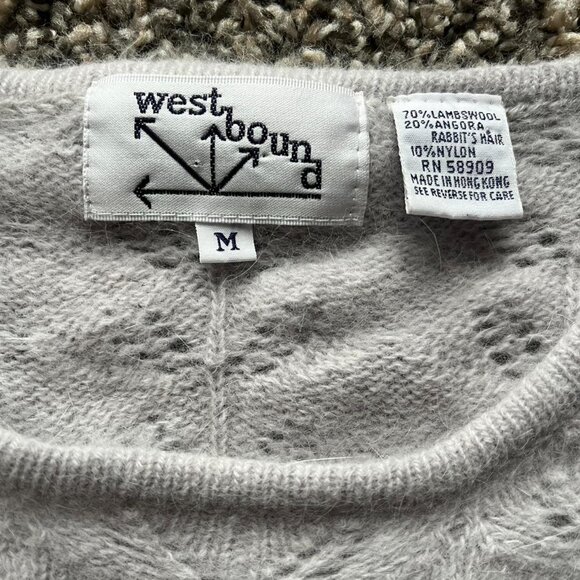 Vintage Westbound Blouse Women Small White Lambswool & Angora Knit Fairy Cottage - Picture 3 of 7
